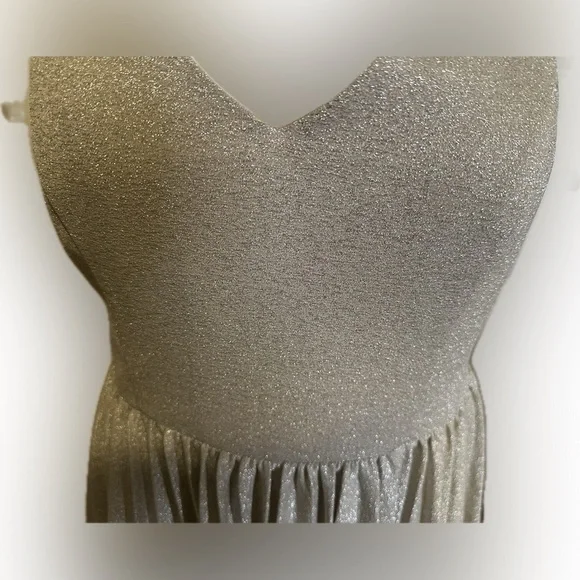 Anthropologie Elevenses Lunar Pleated Midi Dress Gold Sparkle Metallic Size 6 - Picture 4 of 13